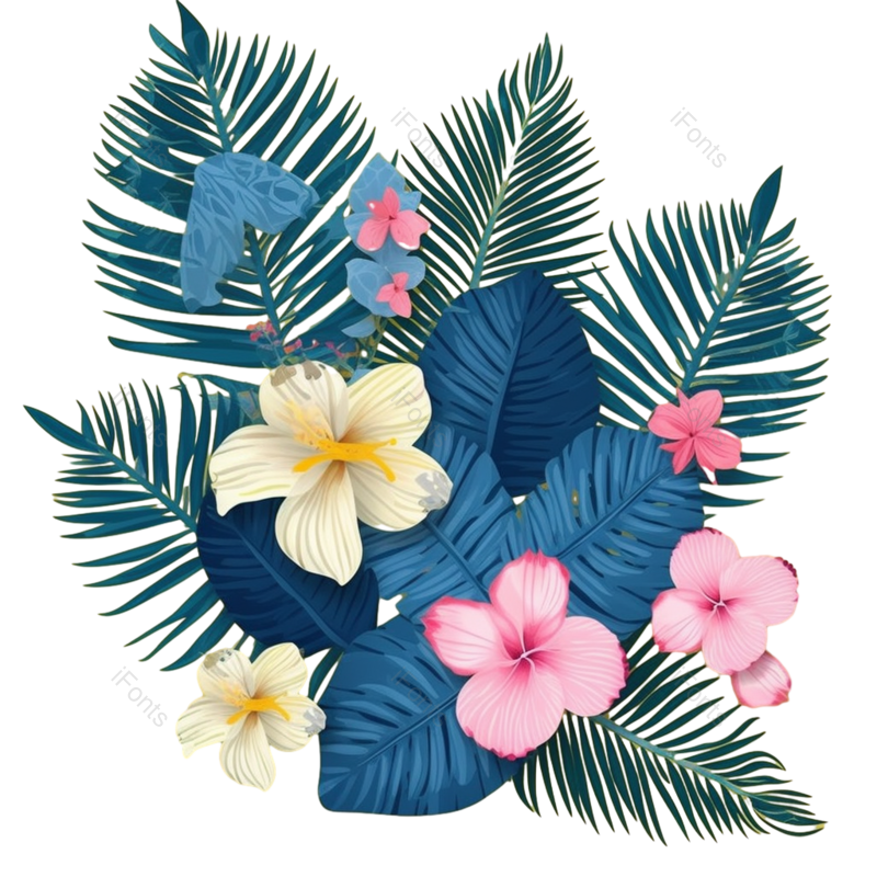 卡通图片,剪纸花元素,剪纸花朵PNG,夏天免抠素材